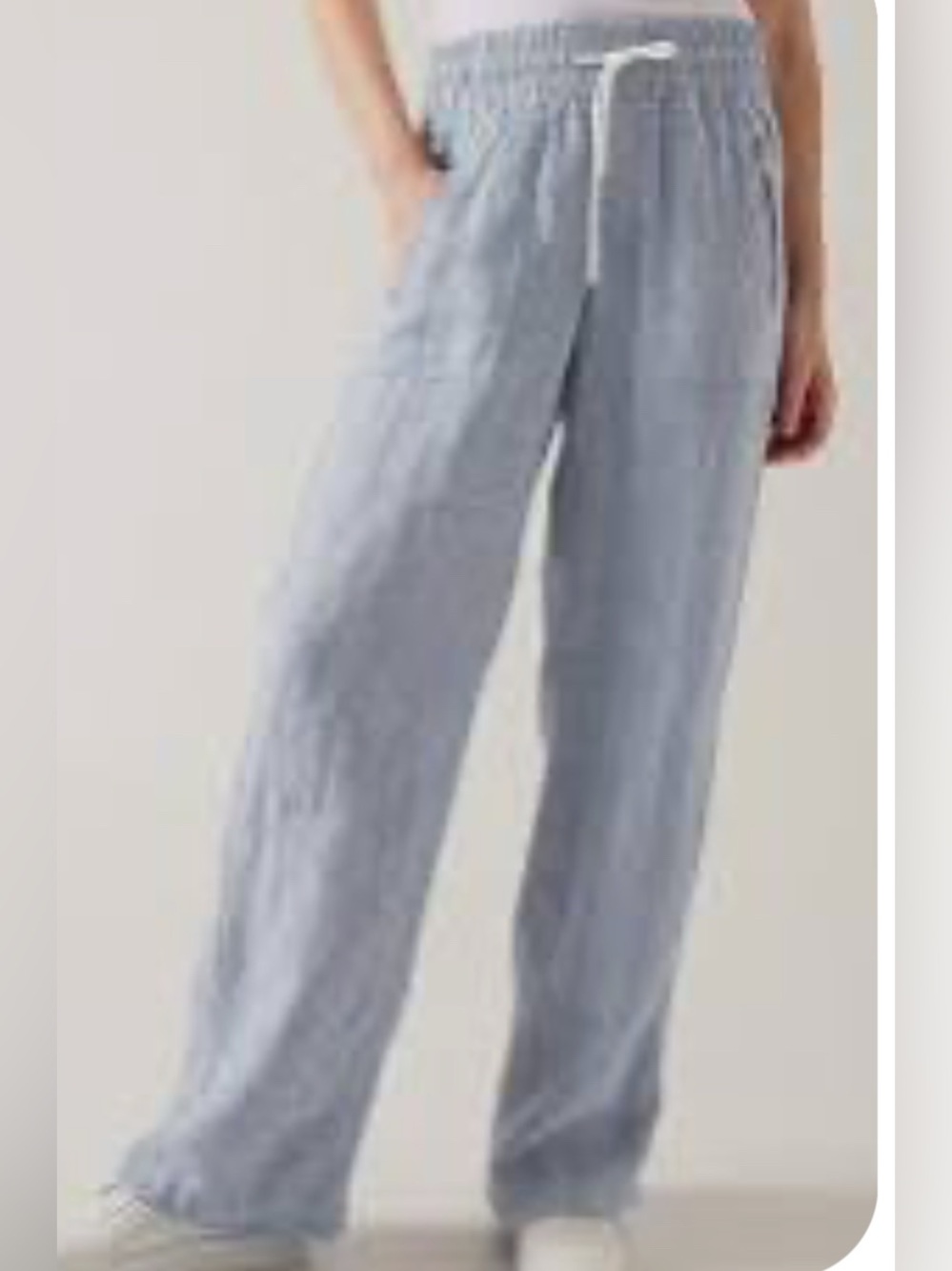 Athleta Cabo Linen Wide Leg Pants Chambray Blue NWT